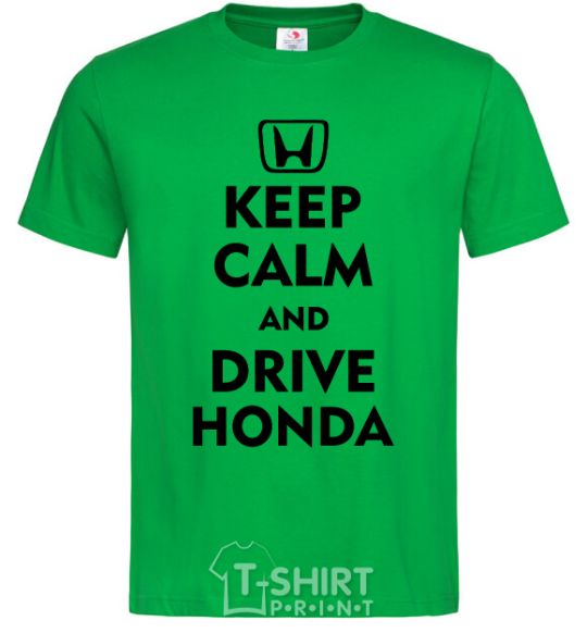 Мужская футболка Keep calm and drive Honda Зеленый фото