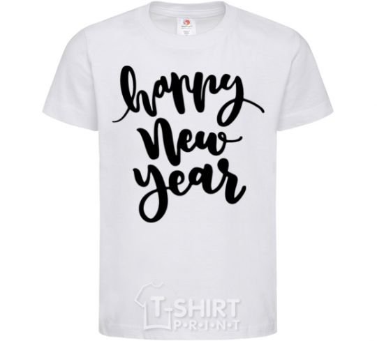 Kids T-shirt Happy New Year Curvy White фото