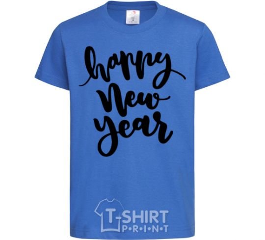 Kids T-shirt Happy New Year Curvy royal-blue фото