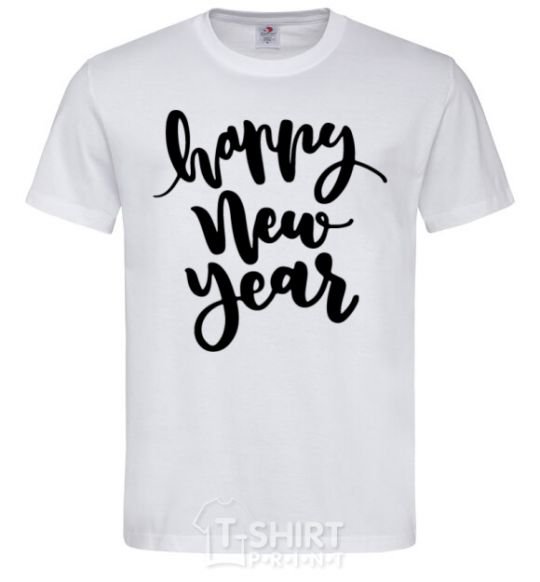 Men's T-Shirt Happy New Year Curvy White фото