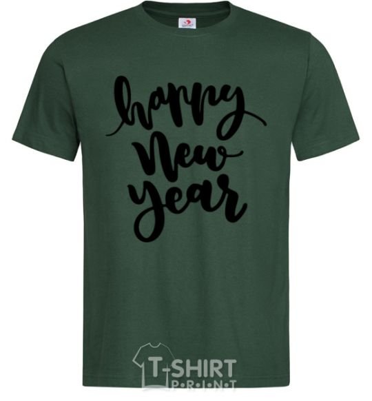 Men's T-Shirt Happy New Year Curvy bottle-green фото