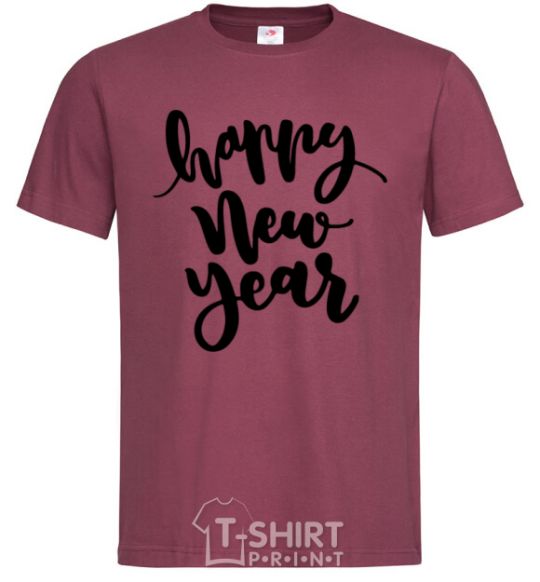 Men's T-Shirt Happy New Year Curvy burgundy фото