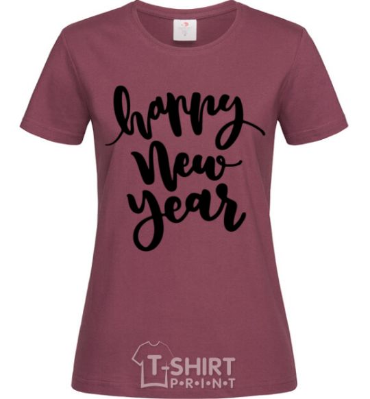 Women's T-shirt Happy New Year Curvy burgundy фото