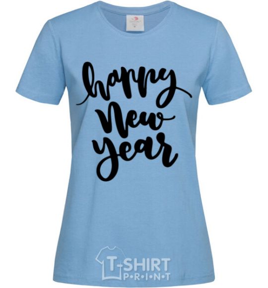 Women's T-shirt Happy New Year Curvy sky-blue фото