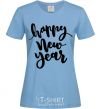 Women's T-shirt Happy New Year Curvy sky-blue фото