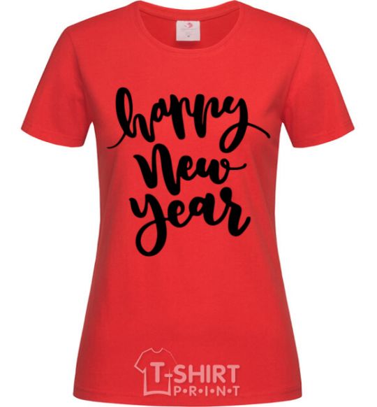 Women's T-shirt Happy New Year Curvy red фото