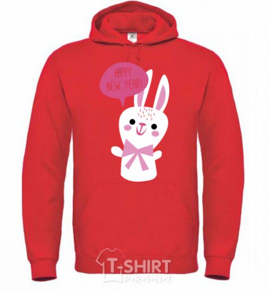 Men`s hoodie Happy New Year rabbit bright-red фото