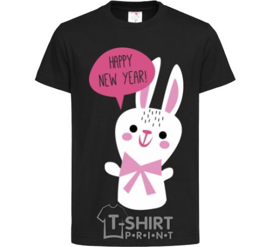 Kids T-shirt Happy New Year rabbit black фото