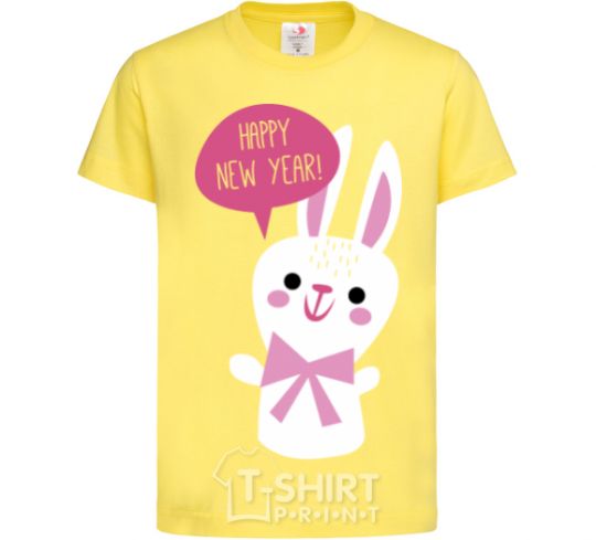 Kids T-shirt Happy New Year rabbit cornsilk фото