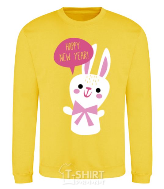 Sweatshirt Happy New Year rabbit yellow фото