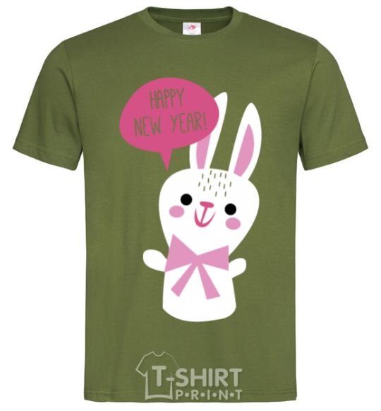 Men's T-Shirt Happy New Year rabbit millennial-khaki фото