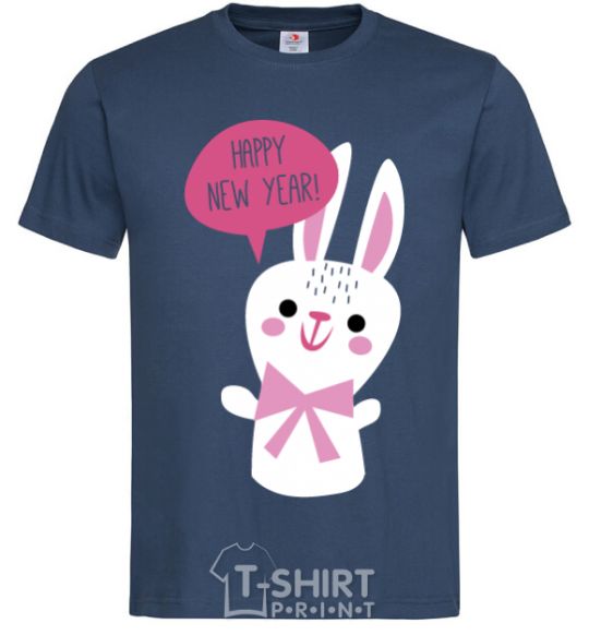 Мужская футболка Happy New Year rabbit Темно-синий фото