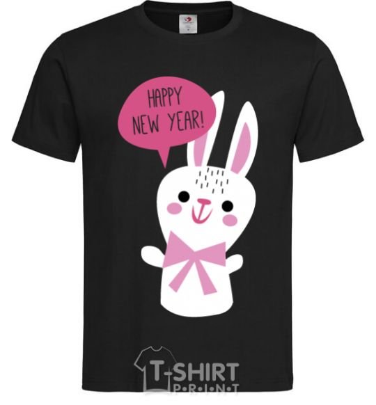 Men's T-Shirt Happy New Year rabbit black фото