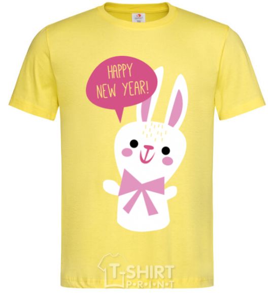 Мужская футболка Happy New Year rabbit Лимонный фото