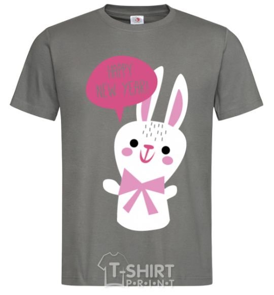 Men's T-Shirt Happy New Year rabbit dark-grey фото