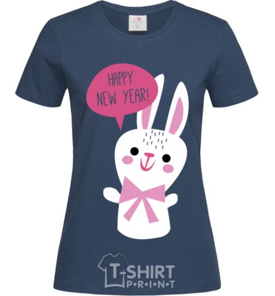 Women's T-shirt Happy New Year rabbit navy-blue фото
