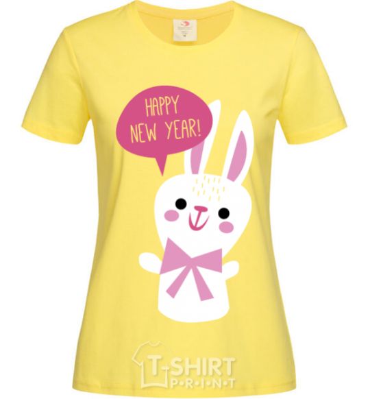 Женская футболка Happy New Year rabbit Лимонный фото