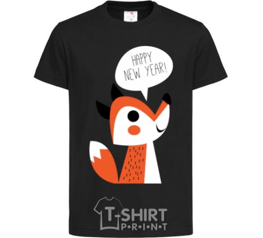 Kids T-shirt Happy New Year fox black фото