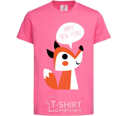Детская футболка Happy New Year fox Ярко-розовый фото