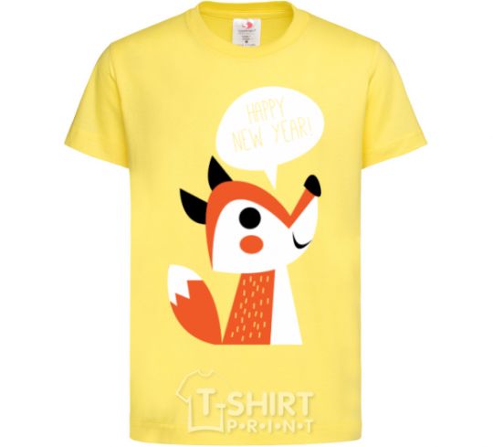 Kids T-shirt Happy New Year fox cornsilk фото
