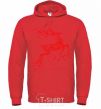 Men`s hoodie New Year Red Deer bright-red фото