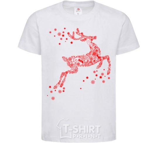 Kids T-shirt New Year Red Deer White фото