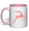 Чашка с цветной ручкой New Year Red Deer Нежно розовый фото