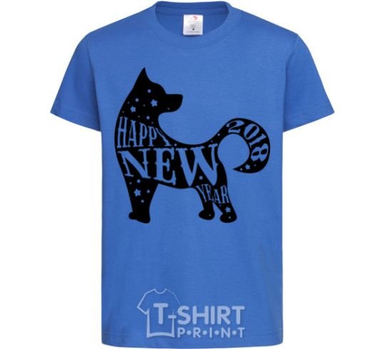 Kids T-shirt Happy New Year 2018 dog royal-blue фото
