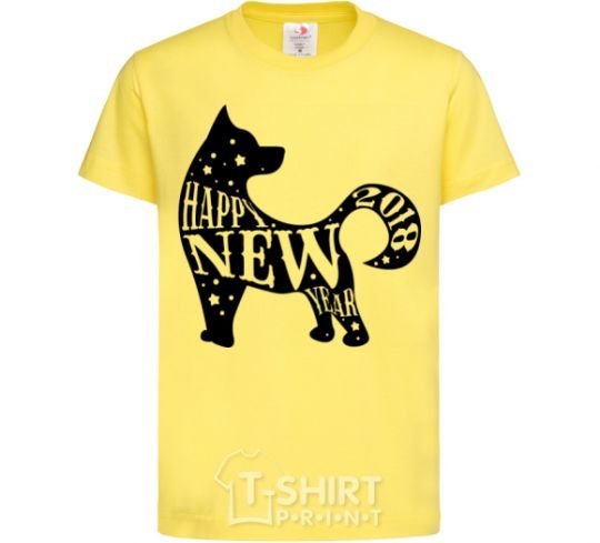 Kids T-shirt Happy New Year 2018 dog cornsilk фото