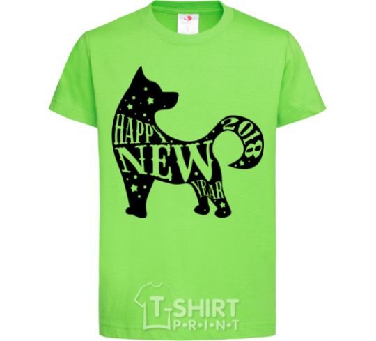 Kids T-shirt Happy New Year 2018 dog orchid-green фото