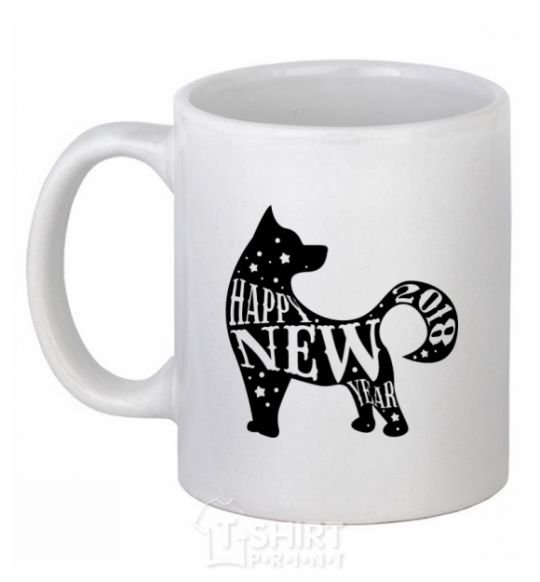 Ceramic mug Happy New Year 2018 dog White фото