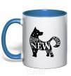 Mug with a colored handle Happy New Year 2018 dog royal-blue фото