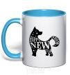 Mug with a colored handle Happy New Year 2018 dog sky-blue фото