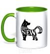 Mug with a colored handle Happy New Year 2018 dog kelly-green фото