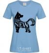 Women's T-shirt Happy New Year 2018 dog sky-blue фото