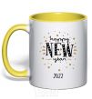 Mug with a colored handle Happy New Year 2020 Firework yellow фото