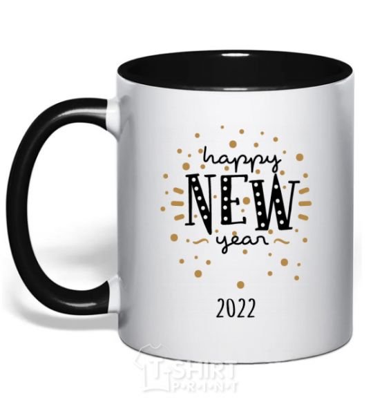 Mug with a colored handle Happy New Year 2020 Firework black фото