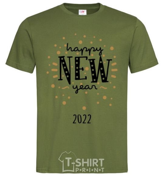 Мужская футболка Happy New Year 2020 Firework Оливковый фото