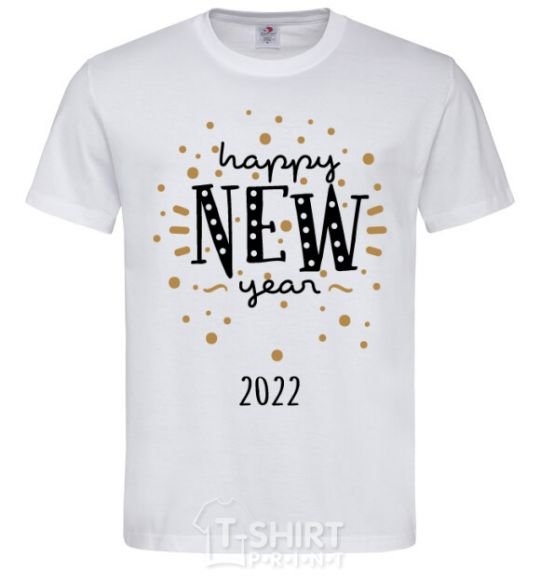 Men's T-Shirt Happy New Year 2020 Firework White фото
