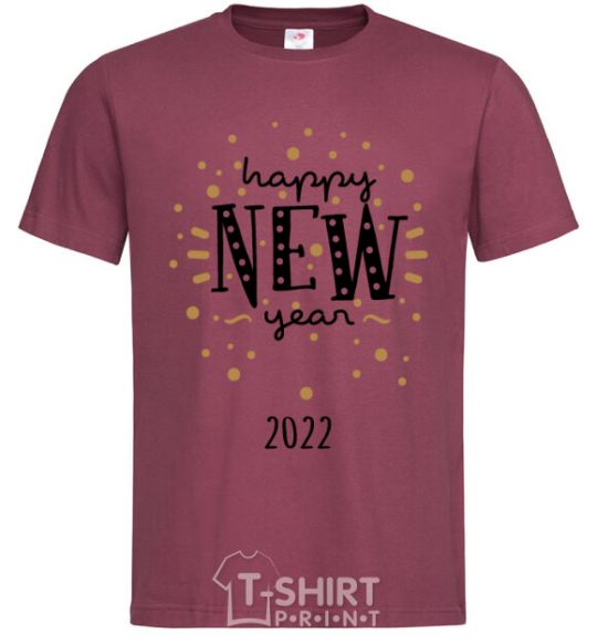 Men's T-Shirt Happy New Year 2020 Firework burgundy фото