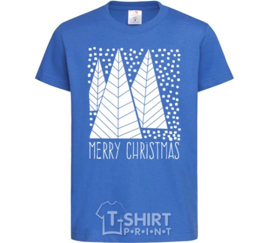 Kids T-shirt Merry Christmas White royal-blue фото