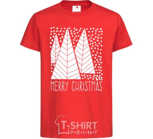 Kids T-shirt Merry Christmas White red фото