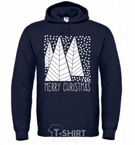 Men`s hoodie Merry Christmas White navy-blue фото