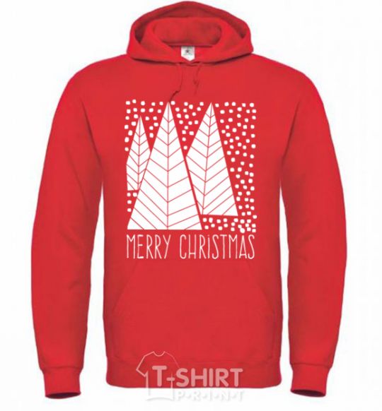 Men`s hoodie Merry Christmas White bright-red фото