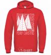 Men`s hoodie Merry Christmas White bright-red фото