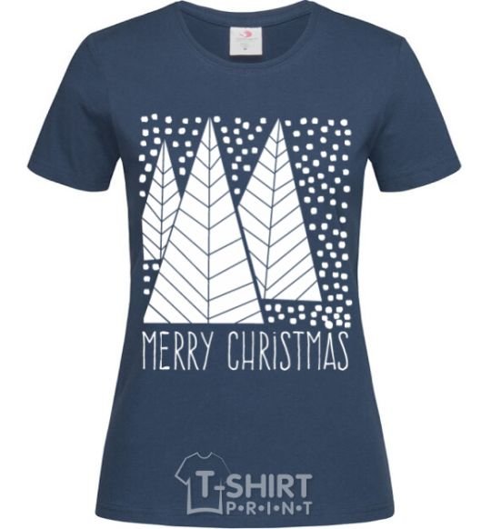Женская футболка Merry Christmas White Темно-синий фото