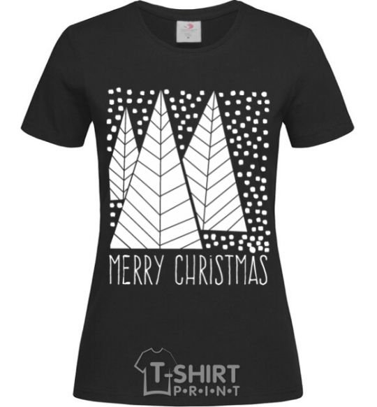 Женская футболка Merry Christmas White Черный фото