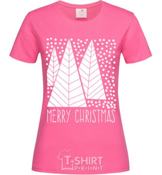 Женская футболка Merry Christmas White Ярко-розовый фото