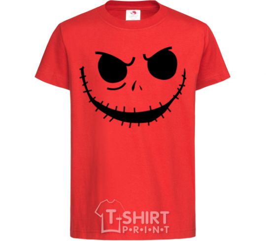 Kids T-shirt Face with mouth sewn up red фото