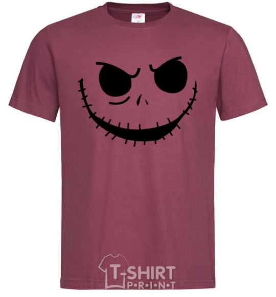 Men's T-Shirt Face with mouth sewn up burgundy фото